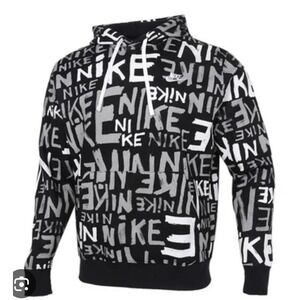 Y2K Nike Hoodie All Over Print Mens Size Large Streetwear Blokecore 90s Skater